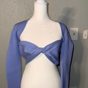 Gauge81 Lifa Cornflower Blue Cropped Sweater with Twist Front Women's S NWT